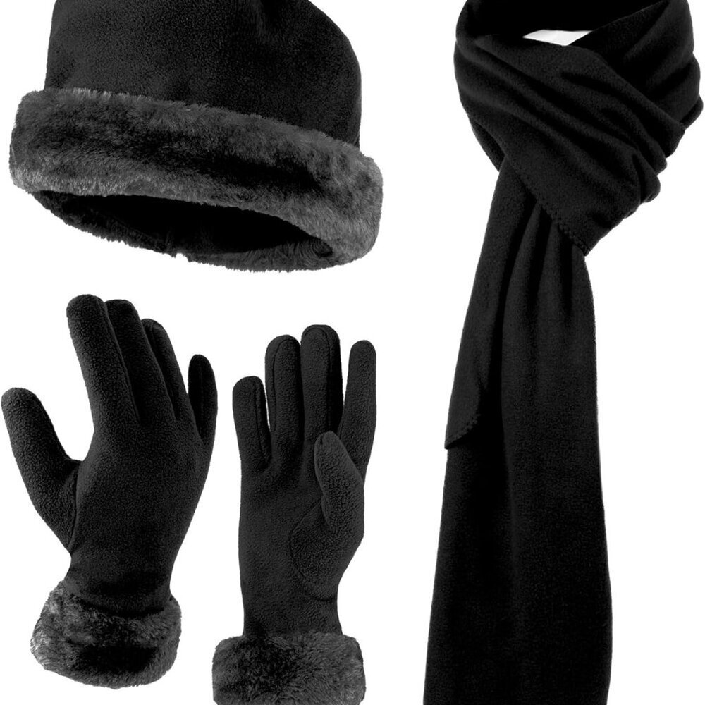 Womens Warm Fleece Winter  Womens Hat And Glove Set  Hats Gloves Scarves